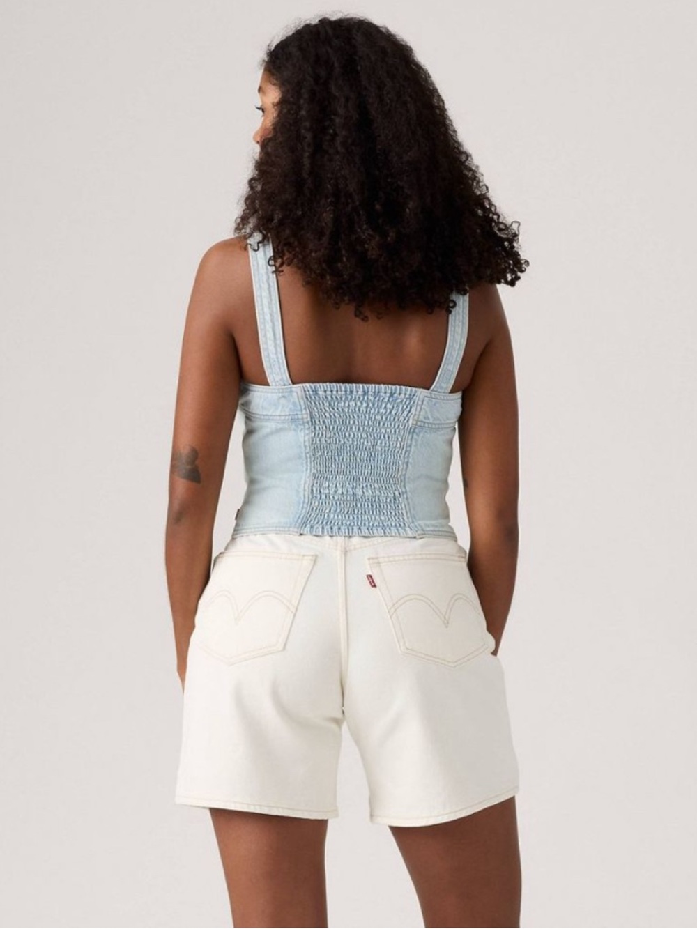 Levi's Light Blue Denim Button-Front Corset Tank - Picture 3 of 6